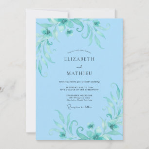 Sky Aqua Foliage Eucalyptus Wedding Invitation