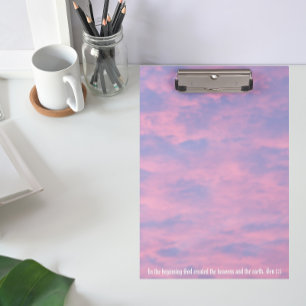 Sky Bible Verse Pink Clouds in Sky Clipboard