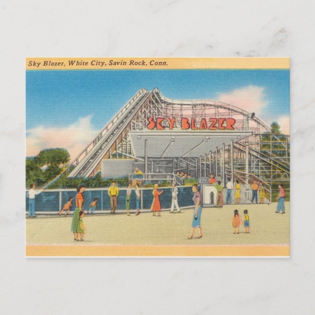 Sky Blazer Roller Coaster, Savin Rock, Connecticut Postcard (Front)