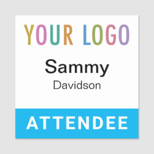 Sky Blue 2x2 Attendee Badge Logo Pin or Magnetic