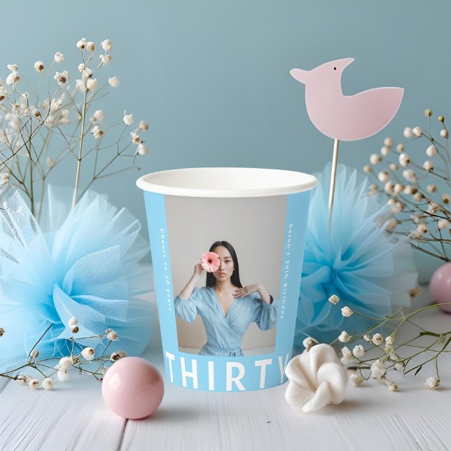 Sky Blue 30th Birthday Drink Cups – Personalised (Creator Uploaded)