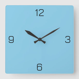 Sky Blue 87CEEB Colour - Option to Add Name Square Wall Clock