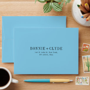 Sky Blue A7 Wedding RSVP Envelope with Address