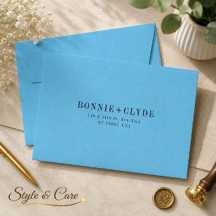 Sky Blue A7 Wedding RSVP Envelope with Address
