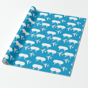 Sky Blue Aeroplane Pattern Wrapping Paper
