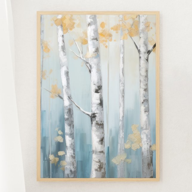 Sky Blue and Beige Birch Trees Forest Print 2of 3 (Creator Uploaded)