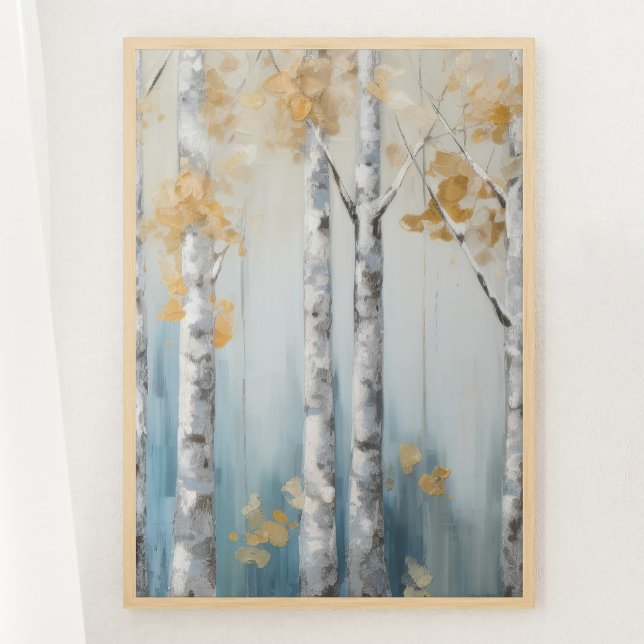 Sky Blue and Beige Birch Trees Forest Print 3 of 3 (Creator Uploaded)