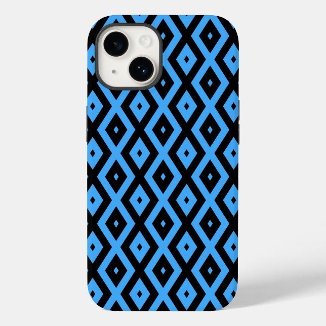 Sky blue and black diamond pattern Case-Mate iPhone case (Back)