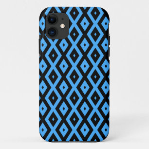 Sky blue and black diamond pattern iPhone 11 case