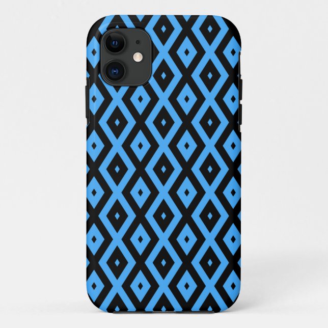 Sky blue and black diamond pattern Case-Mate iPhone case (Back)