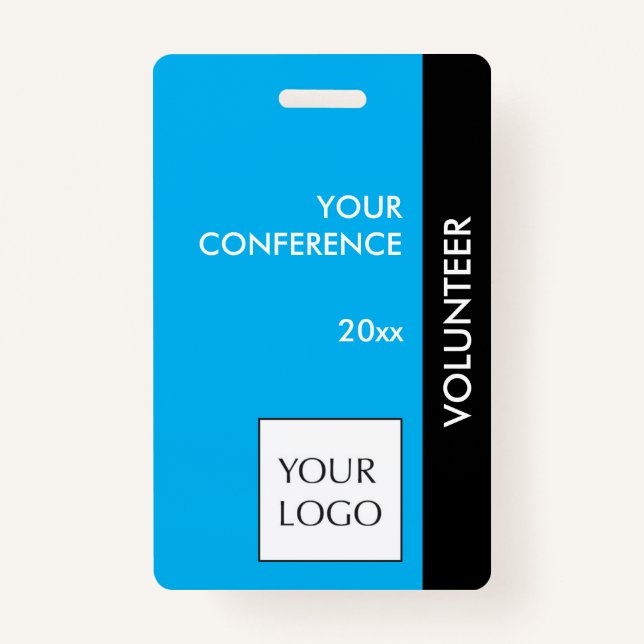 Sky Blue and Black Event Volunteer Logo Badge ID Badge (Front)