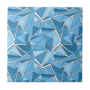 Sky blue and blue geometric shapes pattern modern ceramic tile