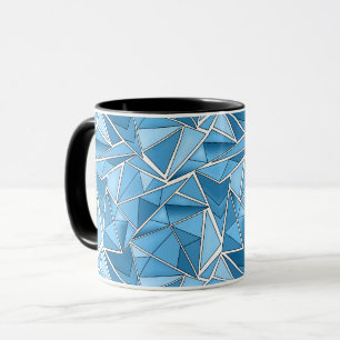 Sky blue and blue geometric shapes pattern modern mug