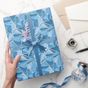 Sky blue and blue geometric shapes pattern modern wrapping paper