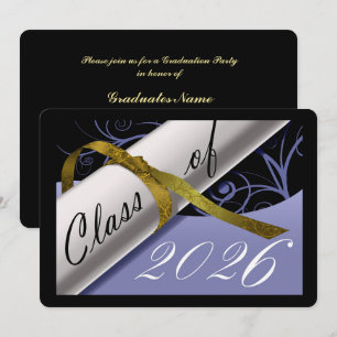 Sky Blue and Gold Graduation Party Invitation