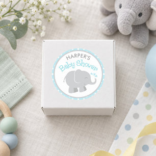 Sky Blue and Grey Elephant Baby Shower Classic Round Sticker