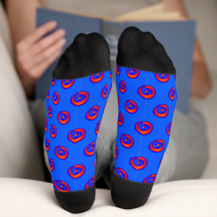 Sky Blue and Orange Red COOL pattern  Socks