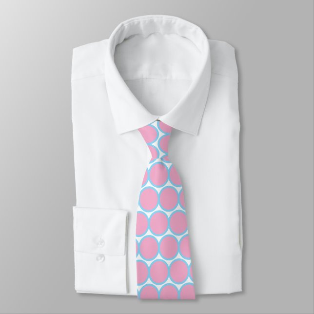 Sky Blue and Pink Circles Tie (Tied)
