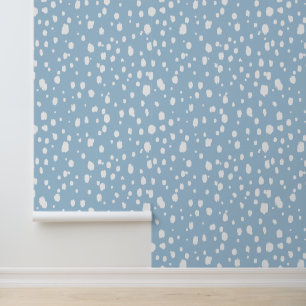 Sky Blue and White Abstract Dots Wallpaper