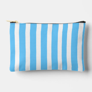 Sky Blue and White Cabana Stripes  Accessory Pouch