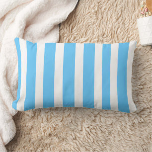 Sky Blue and White Cabana Stripes Lumbar Cushion