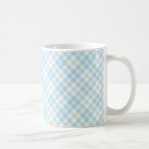 Sky Blue and White Check Coffee Mug