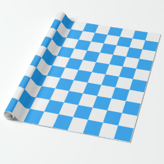 Sky Blue and White Chequerboard Pattern Wrapping Paper