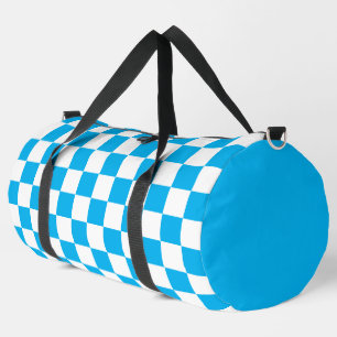 Sky Blue and White Chequered pattern Duffle Bag
