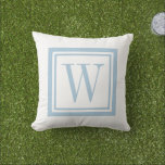 Sky Blue and White Classic Square Monogram Cushion<br><div class="desc">Design your own custom throw pillow in any colour combination to perfectly coordinate with your home decor in any space! Use the design tools to change the background colour and the square border colour, or add your own text to include a name, monogram initials or other special text. Every pillow...</div>