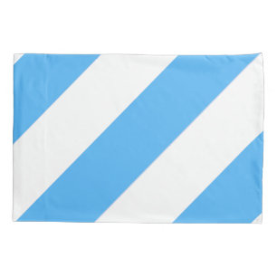 Sky Blue and White Diagonal Broad Stripe Pillowcase