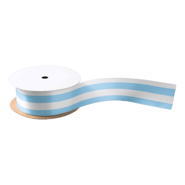 Sky-blue and White Horizontal Stripes Satin Ribbon (Spool)