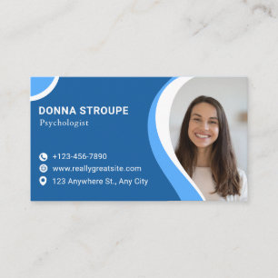 Sky Blue and White Modern Psychologist Business Card