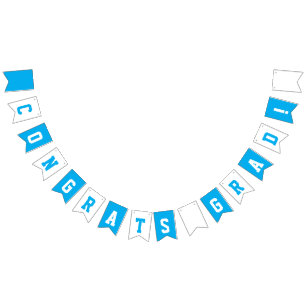 Sky Blue and White School Colours Graduation Bunting