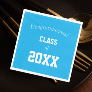 Sky Blue and White School Colours Graduation Napkin