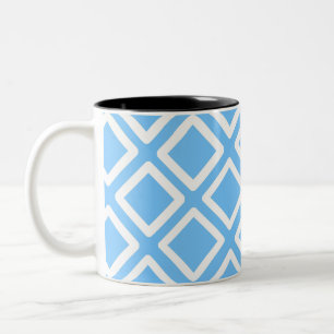Sky Blue and White Squares Two-Tone Coffee Mug
