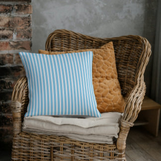 Sky Blue and White Striped Ocean Inspired Cushion