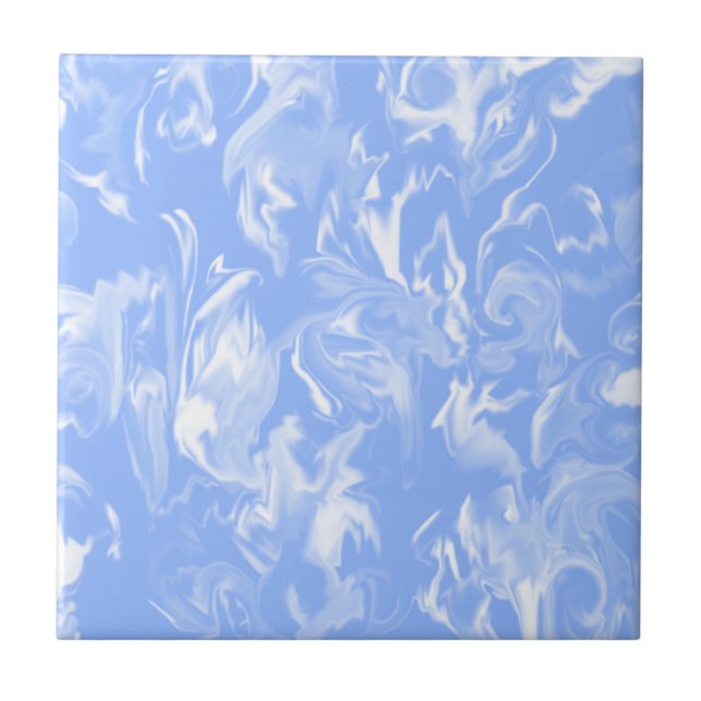 Sky Blue and white -T- Ceramic Tile (Front)