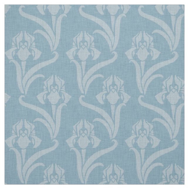 Sky Blue Art Nouveau Iris Fabric (Swatch)