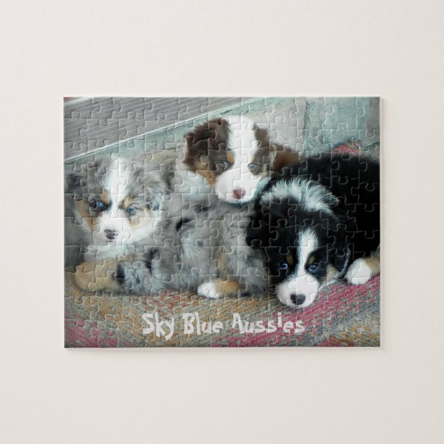 Sky Blue Aussies Puppies Puzzle (Horizontal)
