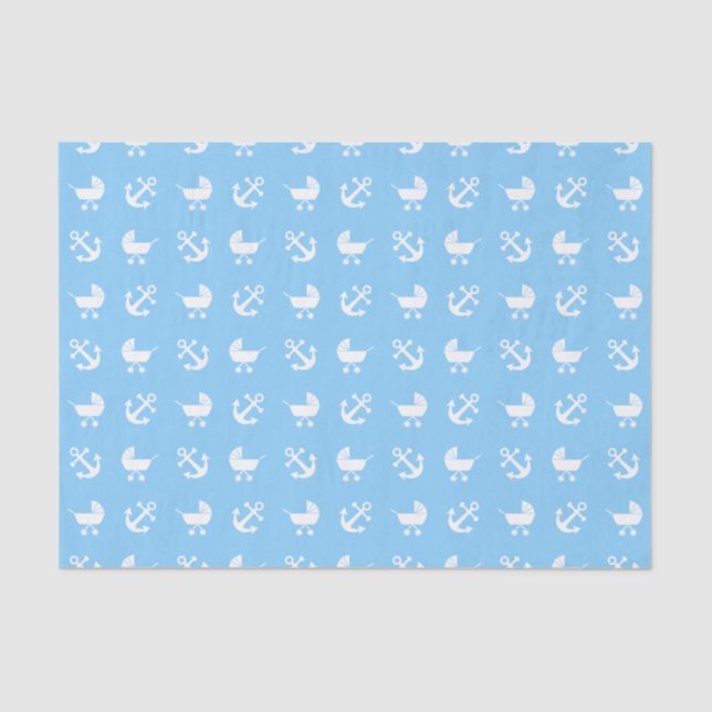 Sky blue baby boy nautical pattern tissue paper (Front)