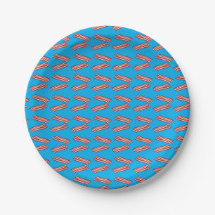 Sky blue bacon pattern paper plate