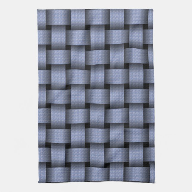 Sky Blue Basket Weave Tea Towel (Vertical)