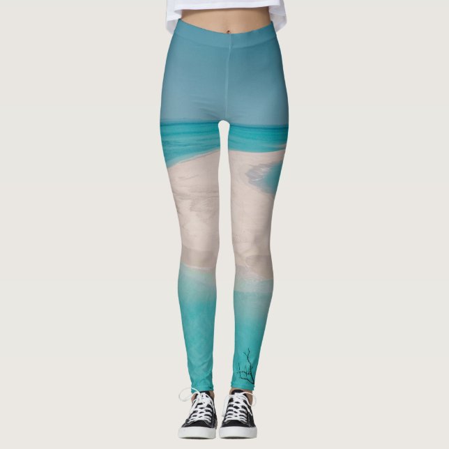 "Sky Blue Beach Vibes Leggings - Perfect (Front)