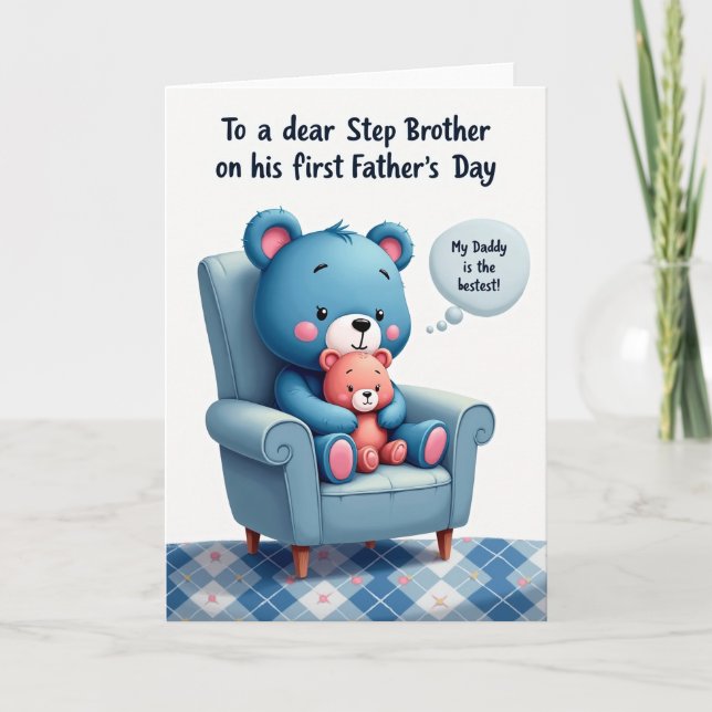 Sky Blue Bear Fathers Day Card (Front)