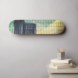Sky Blue Birds on High Wire Skateboard
