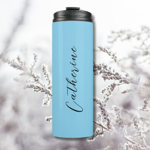 Sky Blue Black Elegant Minimal Customised Thermal Tumbler
