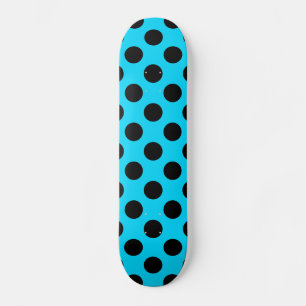 Sky Blue & Black Large Polka Dot Skateboard
