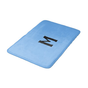 Sky Blue Black Monogram Bath Mat