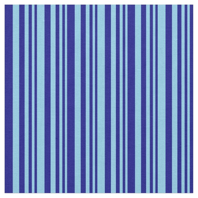 Sky Blue & Blue Lines/Stripes Pattern Fabric (Close Up)
