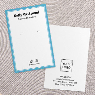 SKY BLUE BORDER EARRING DISPLAY LOGO SOCIAL ICON BUSINESS CARD